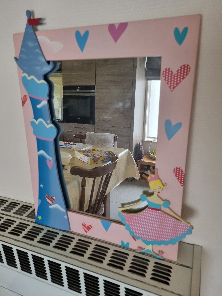 Spiegel prinses, Ophalen, Zo goed als nieuw, Roze, Ophangbaar