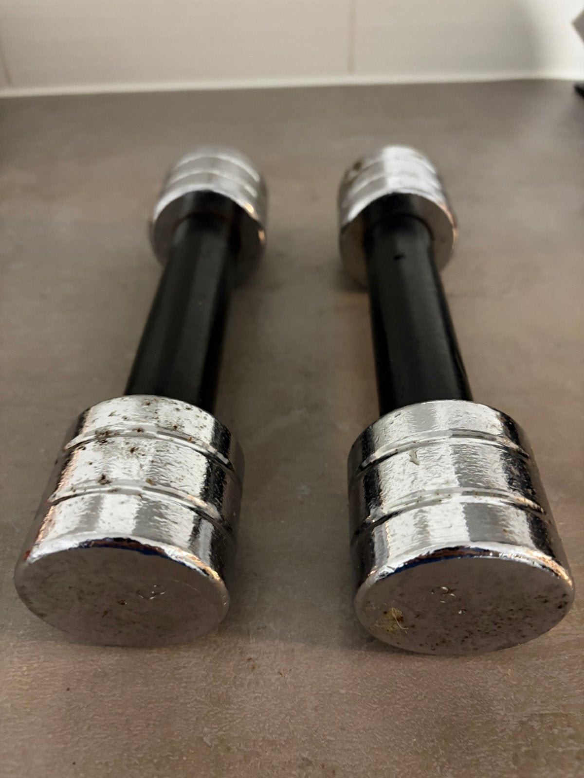 Vintage oude halters dumbbells 2 x 3 kg – retro fitness, Ophalen