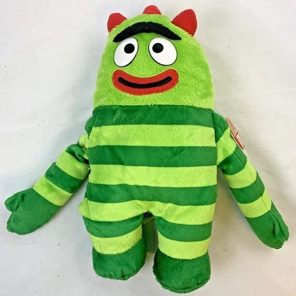 Ty Beanie Baby Brobee Yo Gabba Gabba Green Striped Monster, Enfants & Bébés, Jouets | Peluches, Overige karakters, Comme neuf