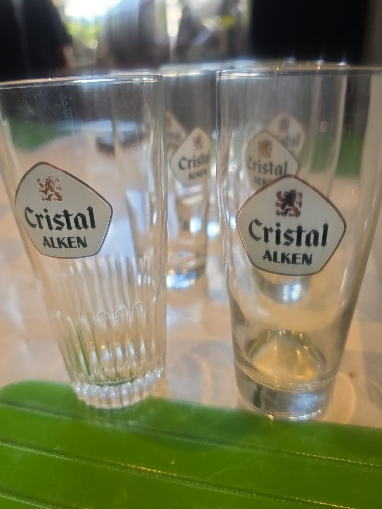 Vintage Cristal Alken bierglazen – verschillende oude logo’s, Ophalen of Verzenden, Nieuw