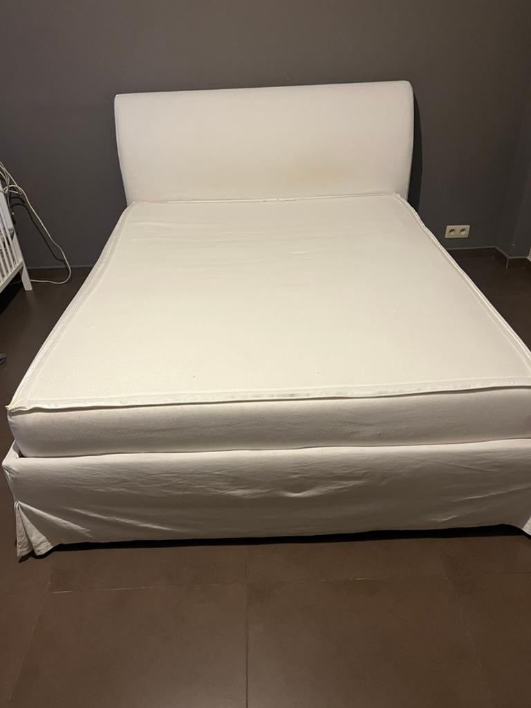 Wit bekleden ikea Bed 160/200, Ophalen, Gebruikt, Wit, Ikea boxspring