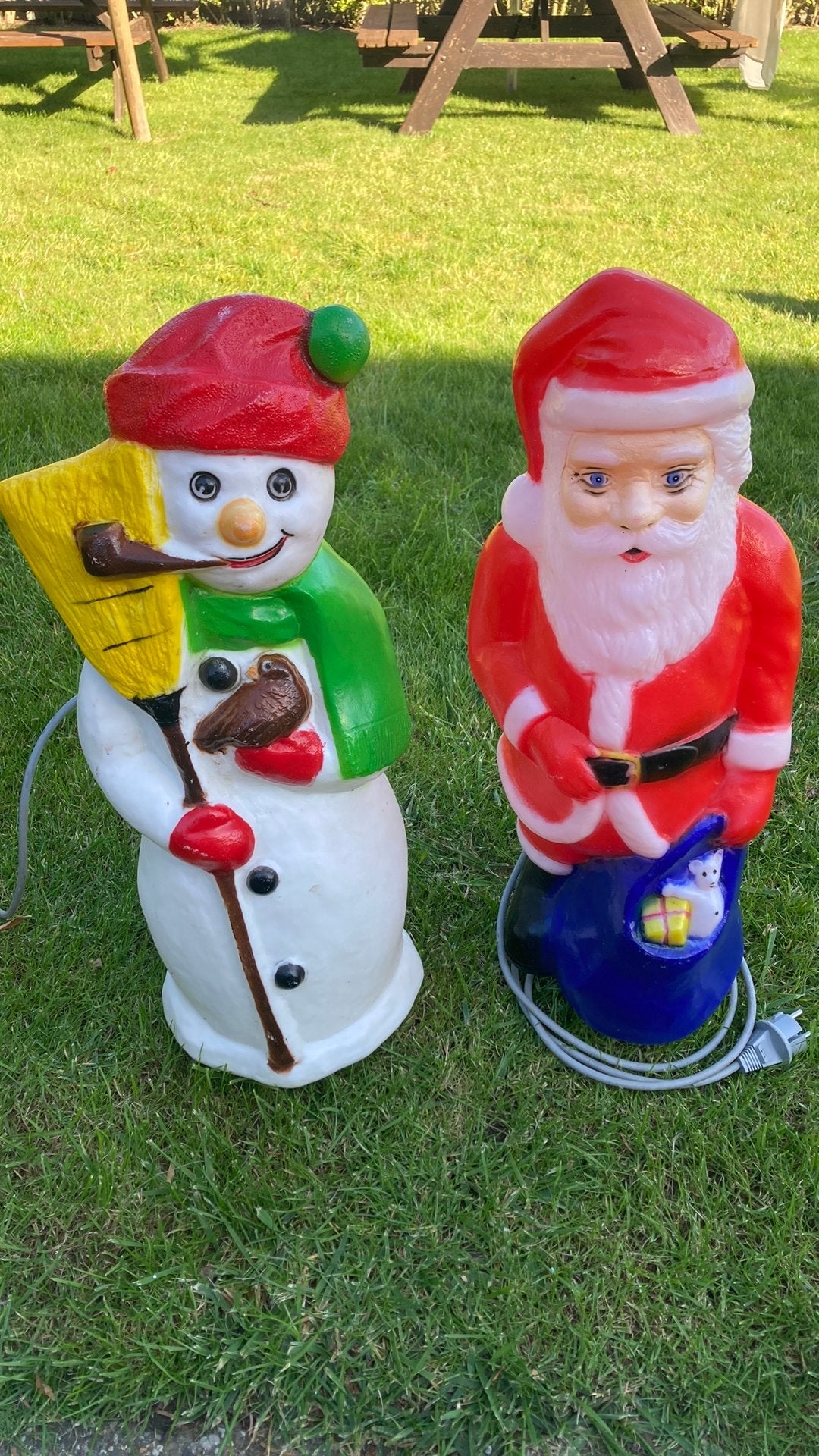 Set van 2 Vintage Kerst Blow Molds – Kerstman & Sneeuwman, Ophalen, Zo goed als nieuw