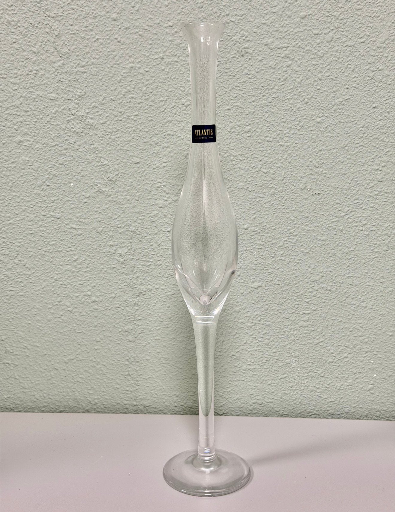 Hoge vintage Atlantis kristallen vaas 40CM knopvaas bud vase, Ophalen of Verzenden