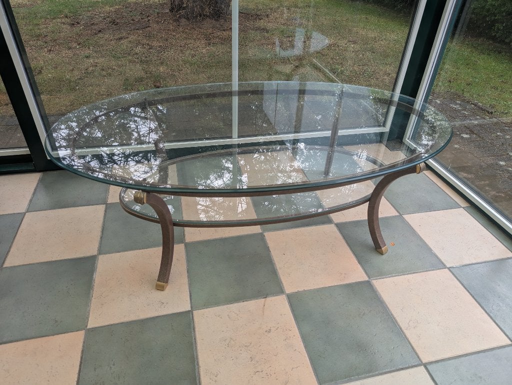 Table de salon ovale, 100 à 150 cm, Verre, Enlèvement, Utilisé