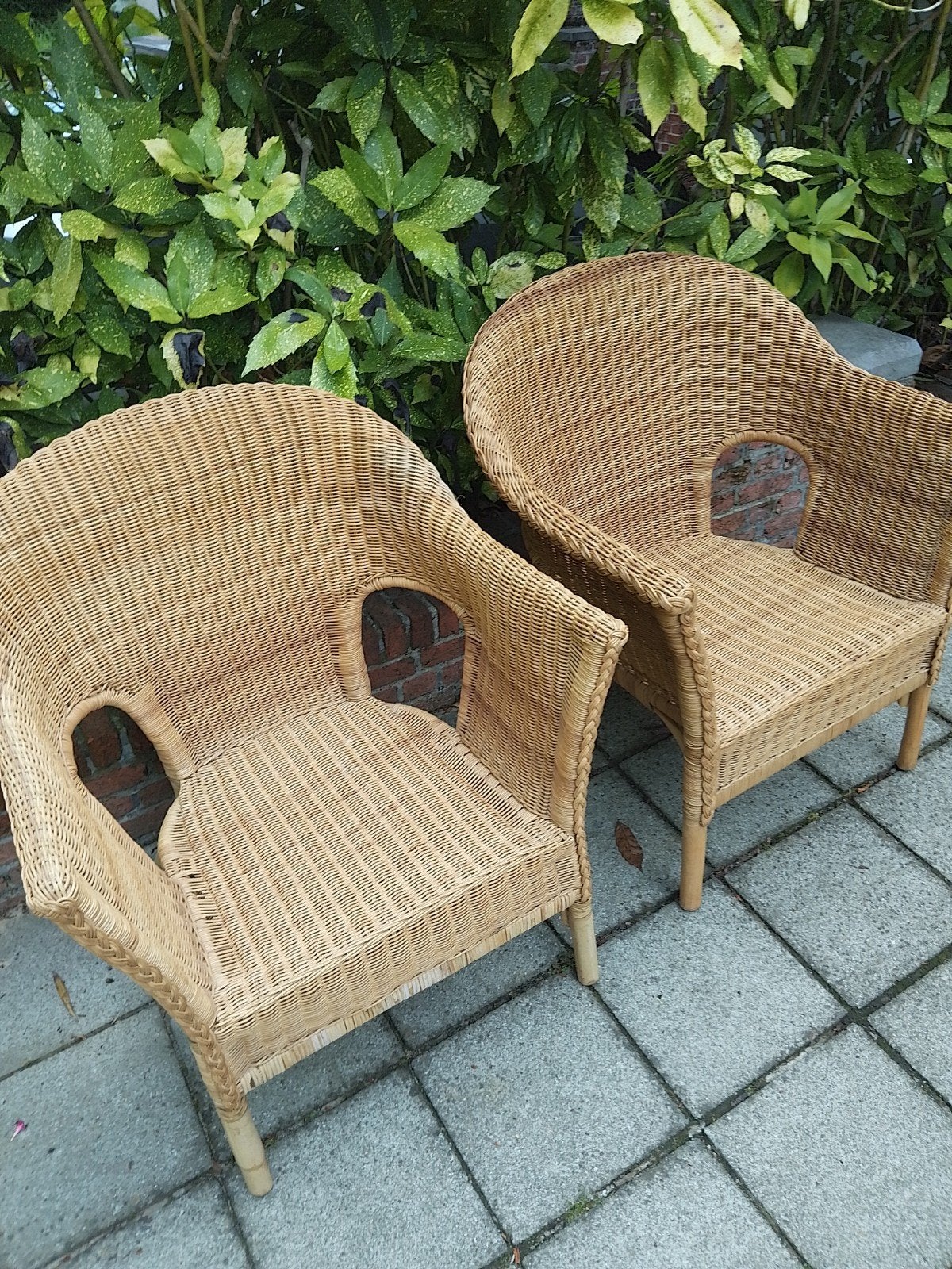 Rieten stoelen 2 stuks ikea, Jardin & Terrasse, Chaises de jardin, Enlèvement, Utilisé, Rotin, Empilable