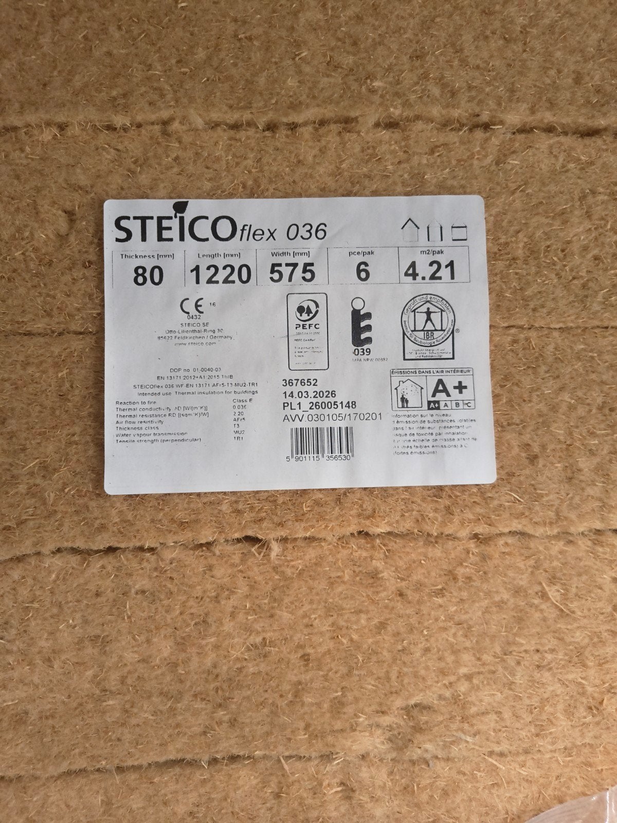 Steico Flex 036 - 80mm dikte - 12.6m², Doe-het-zelf en Bouw, Ophalen, Overige materialen, 4 tot 8 cm, 10 tot 15 m²