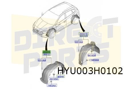 Hyundai	i20 (11/20-11/23-) Modderkuip Rechts Origineel! 8681, Neuf, -, Hyundai, -