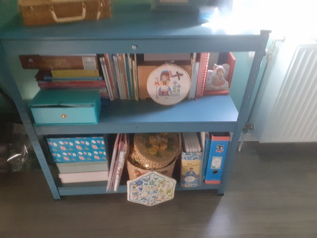 Stijlvol Blauw Metalen Stellingkast / Opbergrek, Ophalen, Zo goed als nieuw