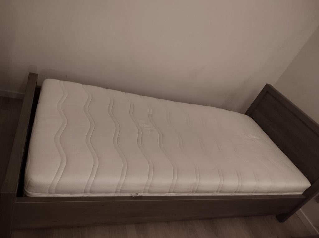 Bed - bedbodem - matras -  bureau, Ophalen, Gebruikt, 90 cm, Eenpersoons