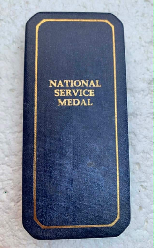 Medaille, Engelse National Service Medal WOII + Box 40-45, Verzamelen, Ophalen of Verzenden, Landmacht, Lintje, Medaille of Wings