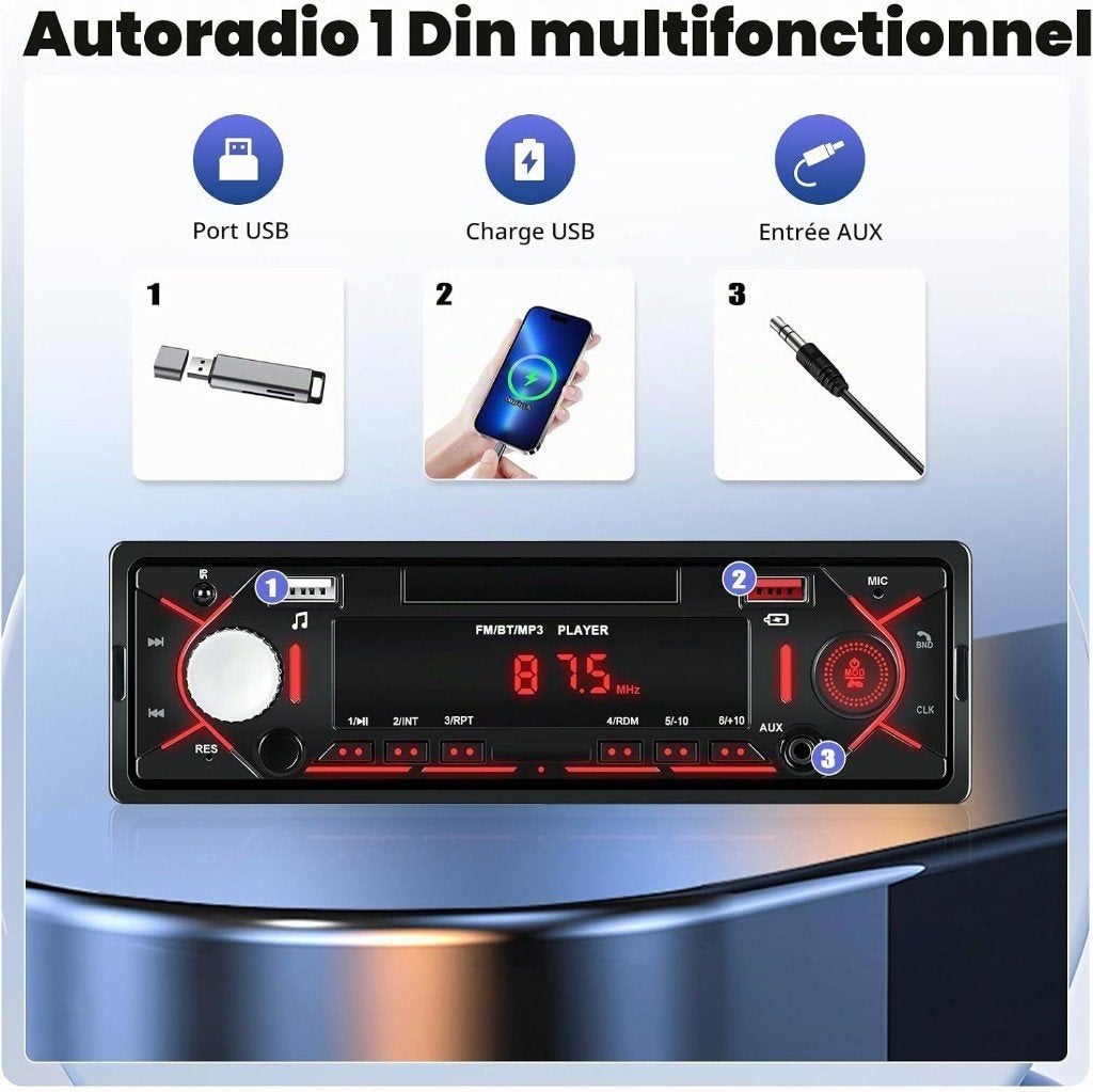 (21) Radio de Voiture Bluetooth, Enlèvement ou Envoi, Neuf, Radio