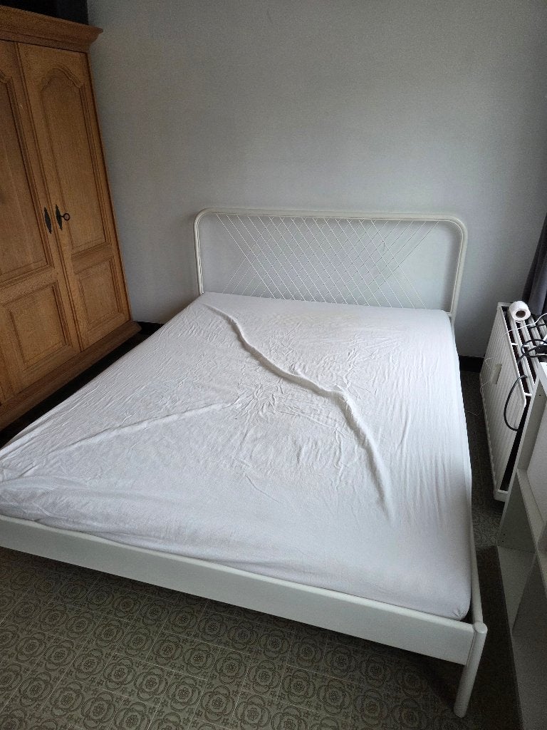 Bed 160cm, Ophalen, Gebruikt, Wit, Tweepersoons