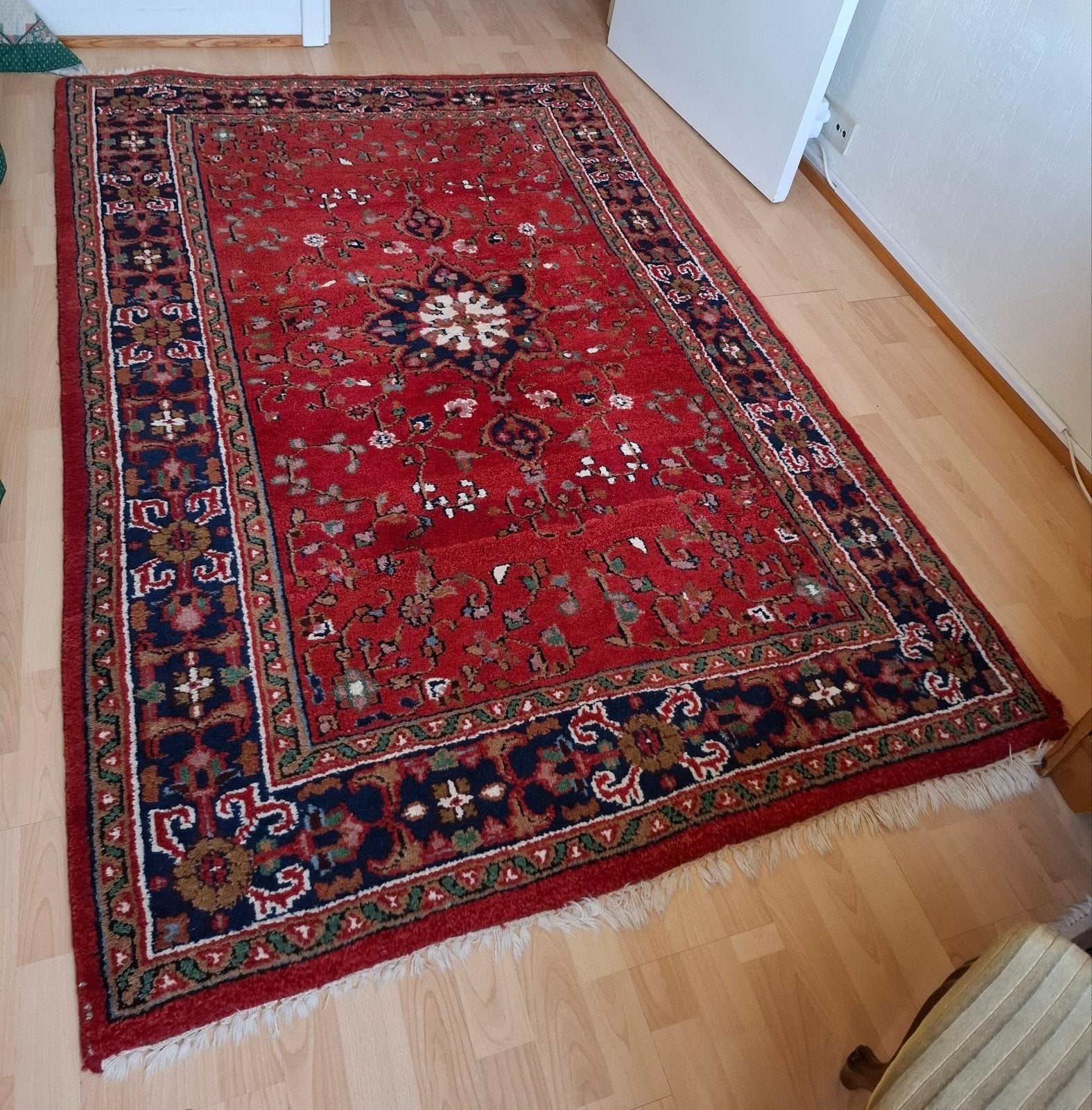Authentiek Handgeknoopt Perzisch Indisch Vloerkleed 200x133, Ophalen, Blauw