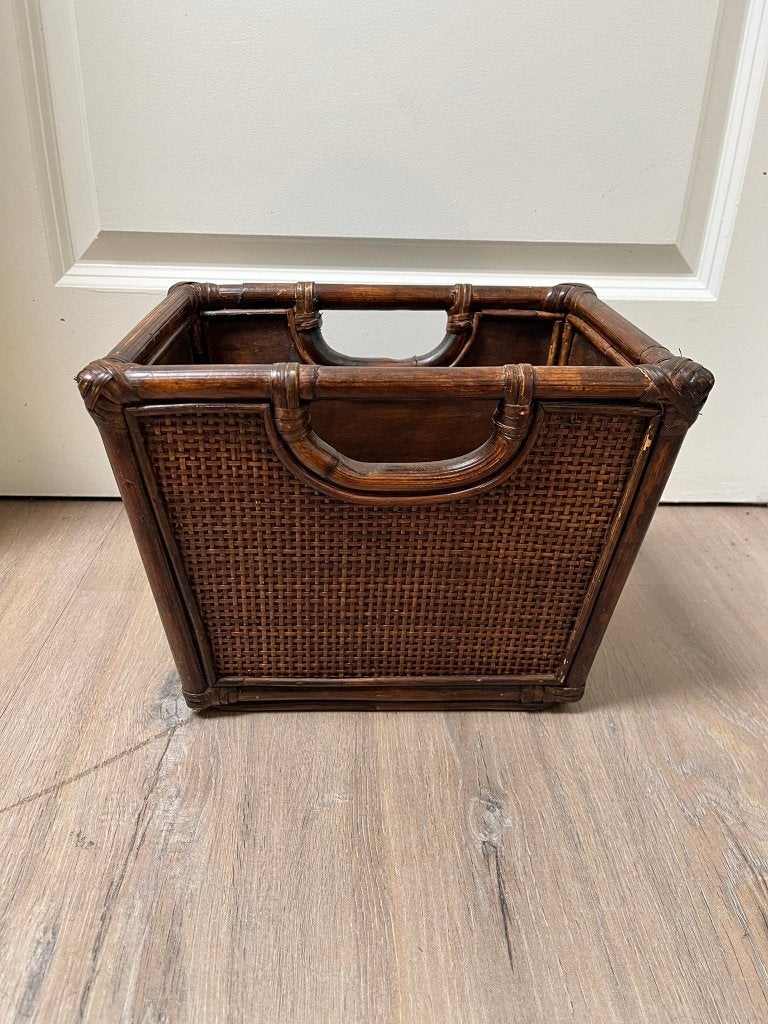 Porte-revues vintage en bambou et rotin - Année 70/80 - Boho, Maison & Meubles, Porte-revues, Vintage, Utilisé, Bois