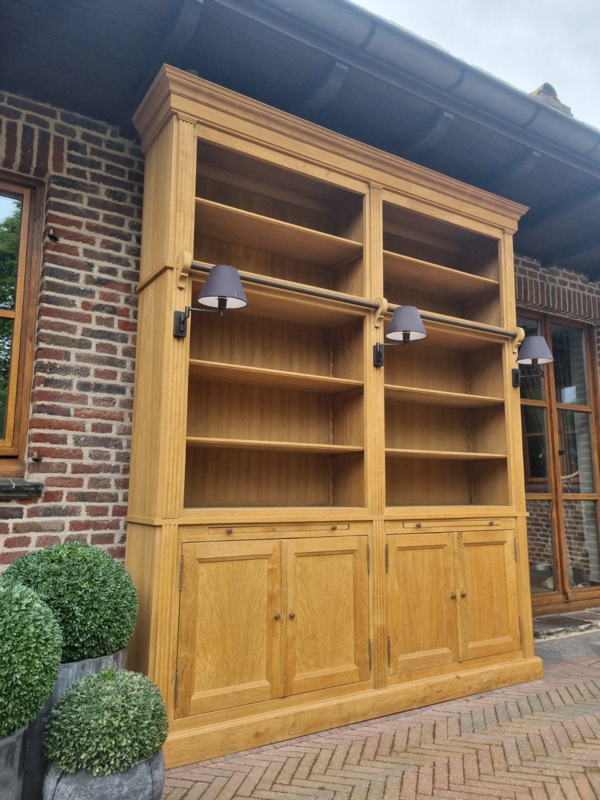 Eiken flamant boekenkast/bibliotheekkast GRATIS LEVERING, Huis en Inrichting, Kasten | Boekenkasten, Zo goed als nieuw, 200 cm of meer