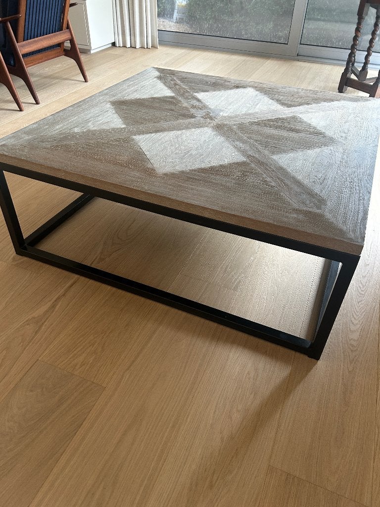 Salontafel met zwart metaal frame, Maison & Meubles, Tables | Tables de salon, 100 à 150 cm, Chêne, 100 à 150 cm, Enlèvement