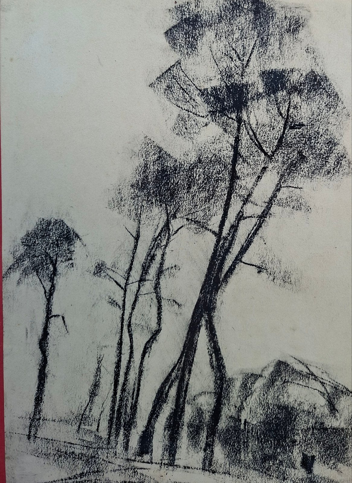 THULLIEZ Daan "Hoge bomen" houtskooltekening, Ophalen of Verzenden, Tekening, Houtskooltekening