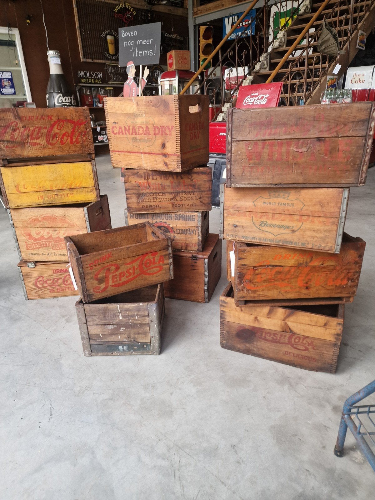 oude transport kisten Coca-Cola pepsi Canada dry white label, Verzamelen, Ophalen, Gebruikt, Verpakking