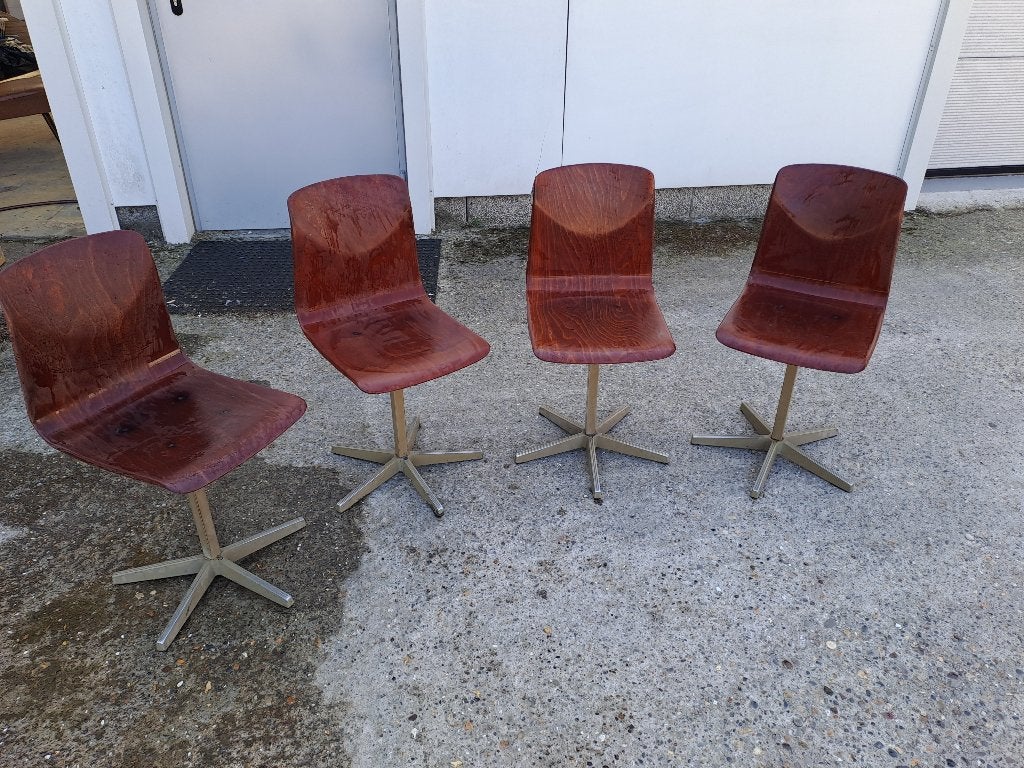 Chaises d'école vintage 4 pièces, Vintage, Brun, Enlèvement, Utilisé