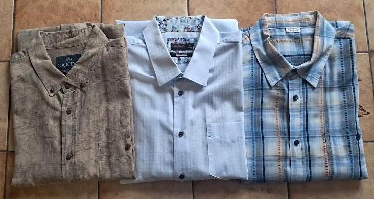 🎁 Lot de 3 chemises manches courtes (kaki, blanc, DAMART), C&A et DAMART, Gedragen, Halswijdte 43/44 (XL), Verzenden