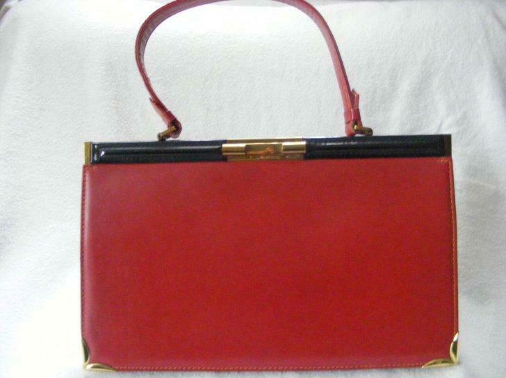 Leren tas vintage, Handtassen en Accessoires, Tassen | Damestassen, Zo goed als nieuw, Handtas, Rood, Ophalen of Verzenden