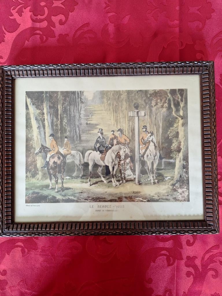 2 antieke prenten van Alfred de Dreux, 27 cm bij 18 cm, Antiek en Kunst, Kunst | Schilderijen | Klassiek, Ophalen