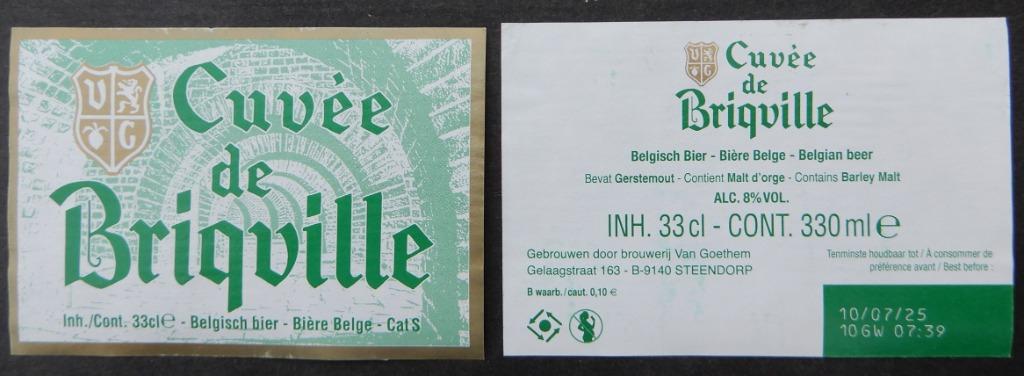 Étiquette de bière Cuvée de Briqville Bras. Van Goethem 8t8, Envoi, Utilisé