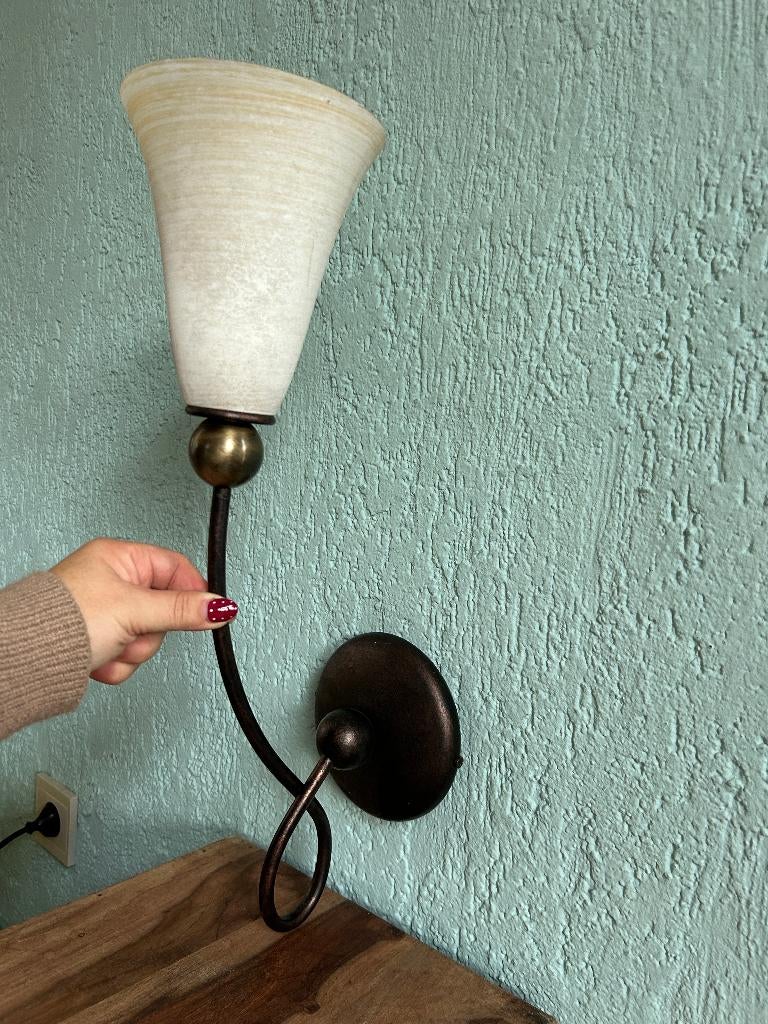 lampe murale rurale en cuivre, Enlèvement, Comme neuf, Verre