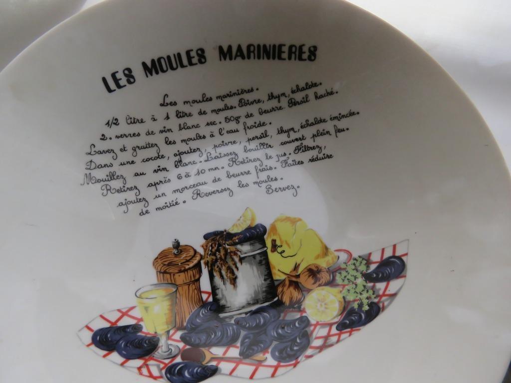 Mosselservies, 6 borden en 1 schaal, Huis en Inrichting, Keuken | Servies, Ophalen, Zo goed als nieuw, Overige stijlen, Bord(en)
