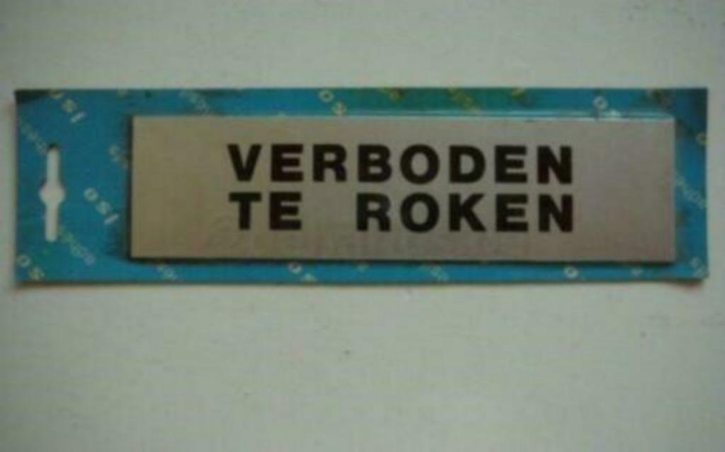 verboden te roken deurbordje zelfklevend plaatje in metaal, Ophalen of Verzenden, Nieuw