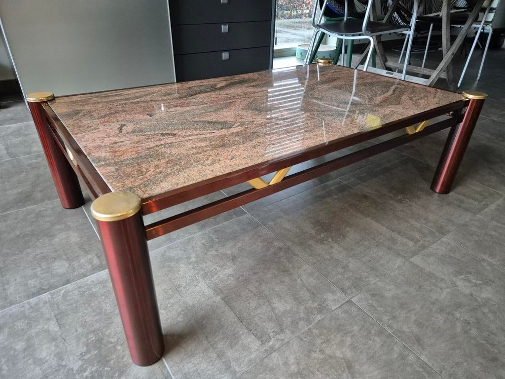 Vintage salontafel met marmeren blad, Enlèvement