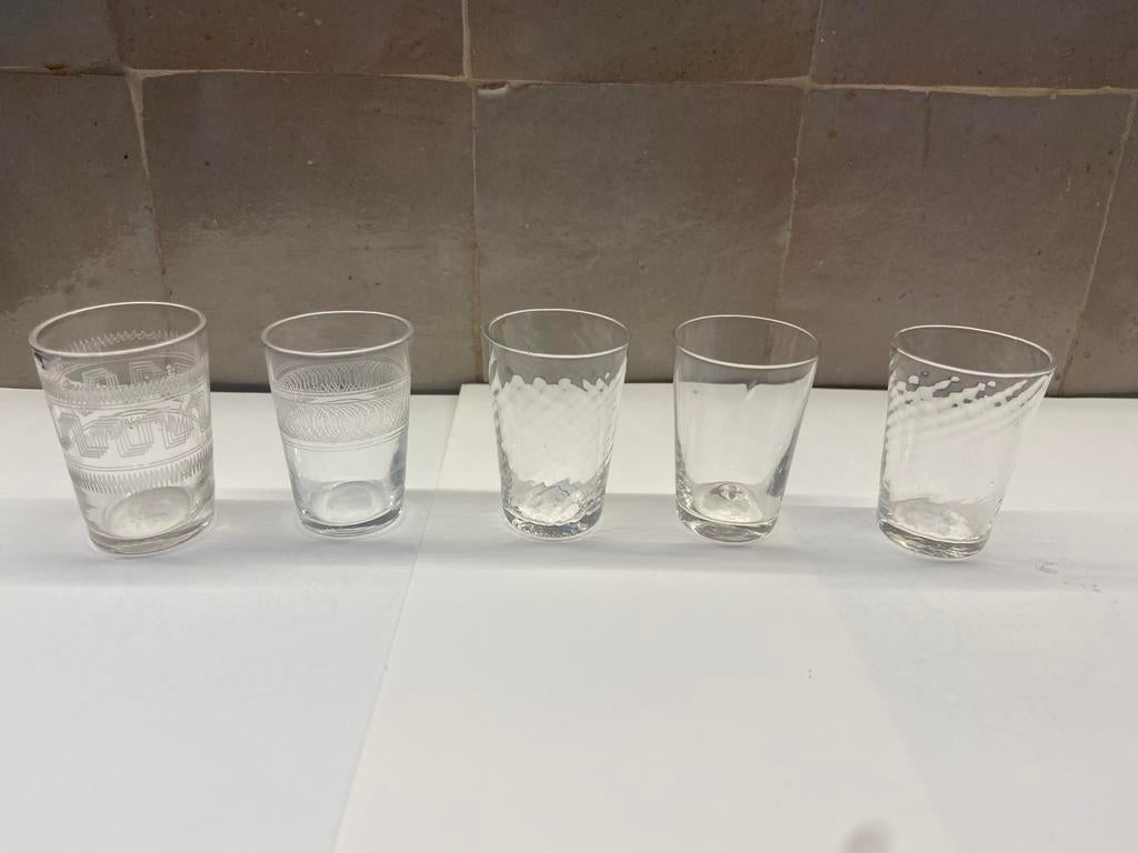 5 antieke shot glaasjes, Ophalen of Verzenden