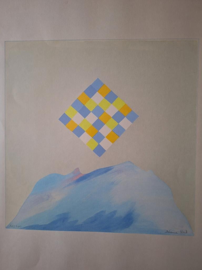 Leuke zeefdruk Hélène Keil geometrische compositie, Antiek en Kunst, Ophalen
