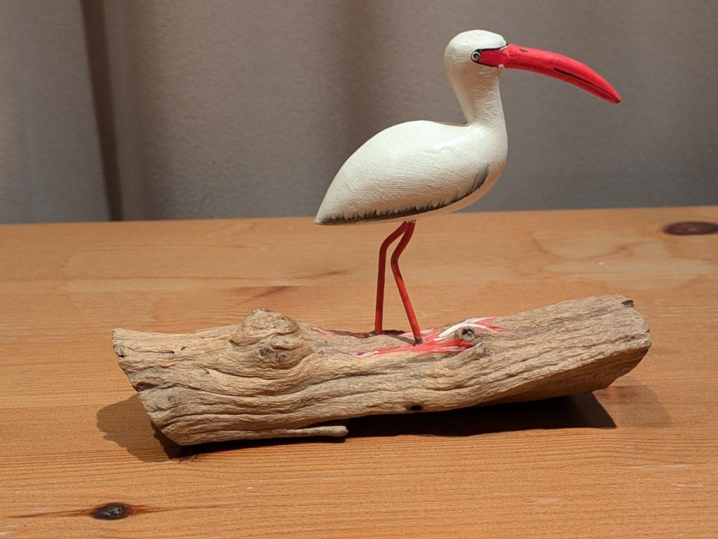 Houten ooievaar op stronk, Antiek en Kunst, Ophalen of Verzenden