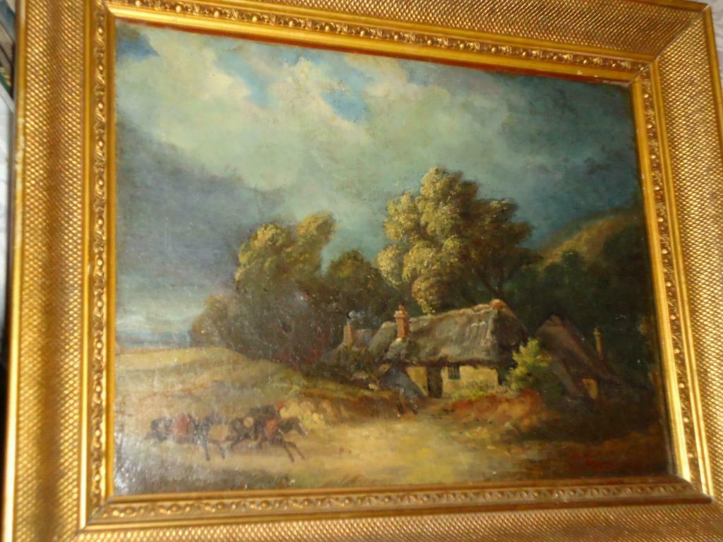 THEODORE FOURMOIS °1814-1871 ruiters in landschap olie/doek, Ophalen