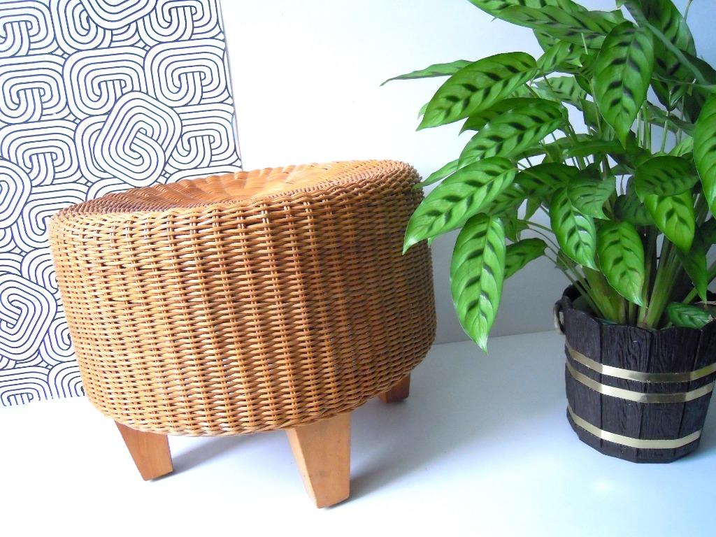 Tabouret en rotin au design vintage, Antiquités & Art, Art | Objets design, Enlèvement ou Envoi