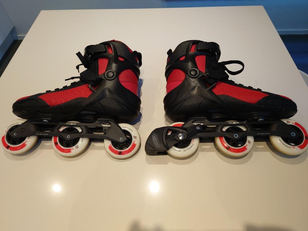 Powerslide Phuzion Radon Triskate - Inline skates Zwart/Rood, Rollers 4 roues en ligne, Réglable, Comme neuf, Enlèvement
