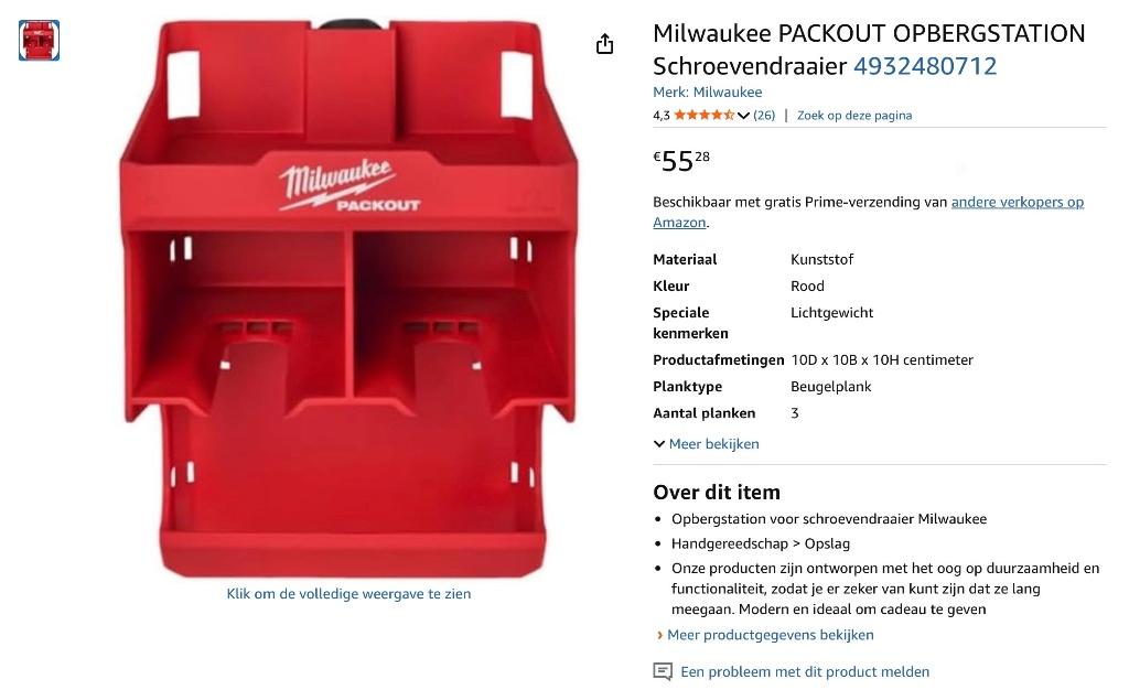 Milwaukee Packout opbergsysteem voor vijs boormachines…, Ophalen, Nieuw