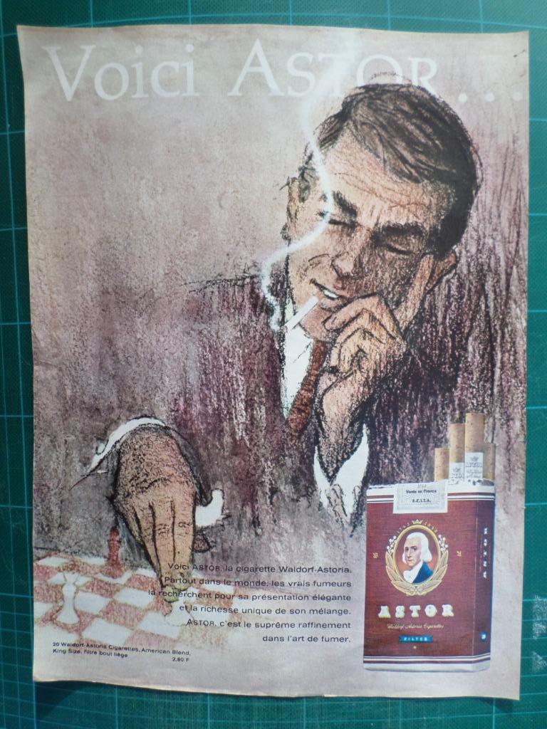 Astor cigarettes - publicité papier - 1964, Ophalen of Verzenden, Gebruikt, Overige typen