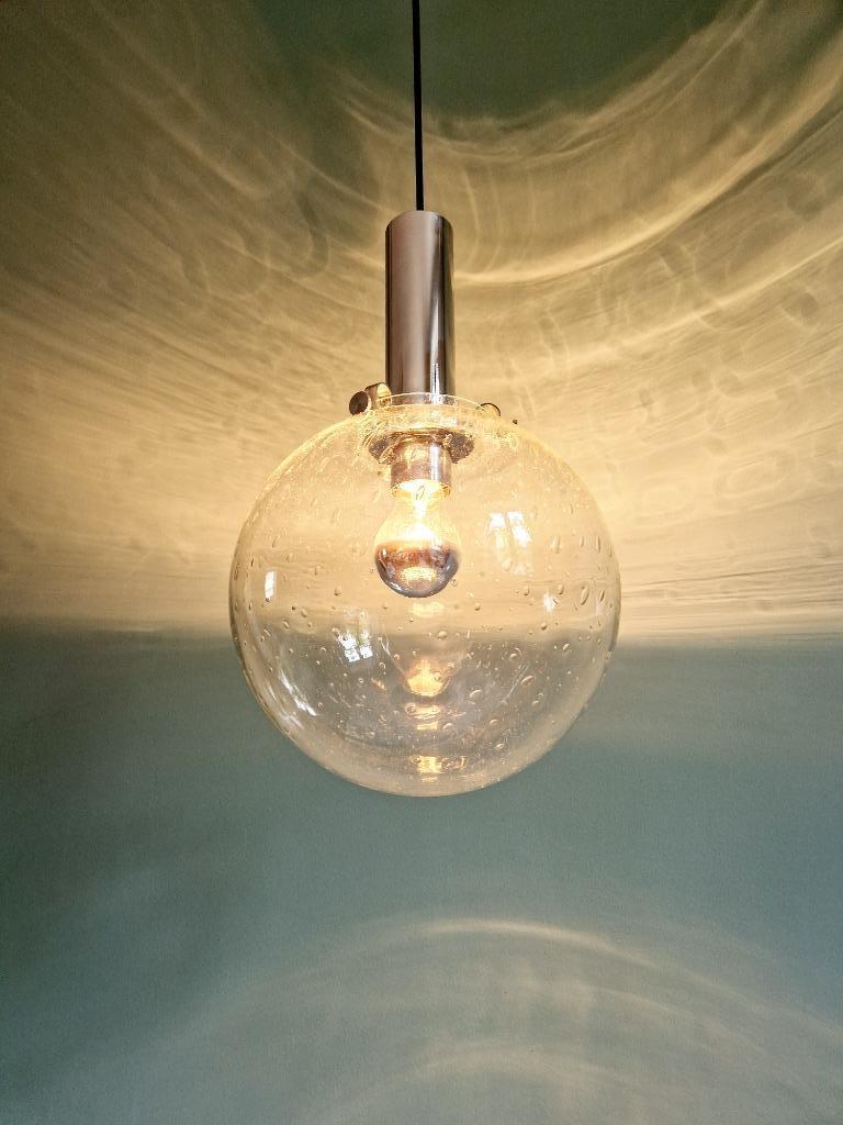 Space Age hanglamp in geblazen bubbelglas, jaren 70, Ophalen of Verzenden