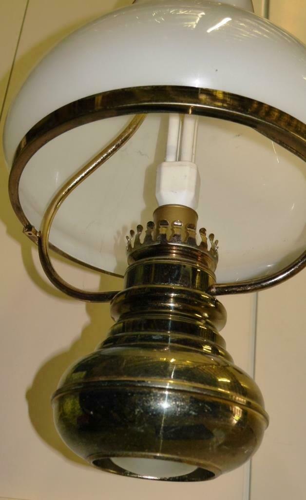 Lustre lanterne cuivre + spot en-dessous avec interrupteur, Maison & Meubles, Enlèvement, Utilisé, Autres matériaux, Ancien