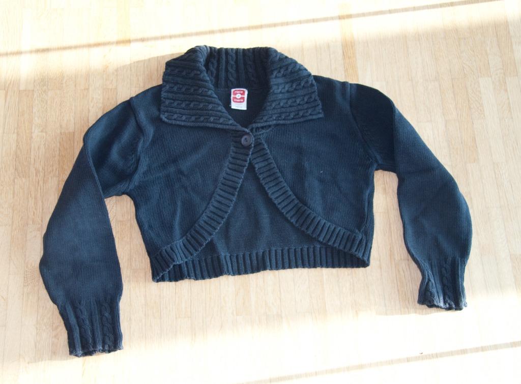 Donkerblauw gebreid bolero truitje - maat 146/152, Enlèvement ou Envoi, Comme neuf, Fille, Pull ou Veste