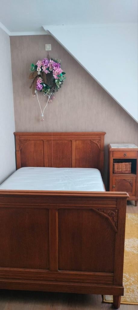 antieke eiken slaapkamer, Huis en Inrichting, Slaapkamer | Complete slaapkamers, Ophalen, Zo goed als nieuw, Twijfelaar, Antiek eik