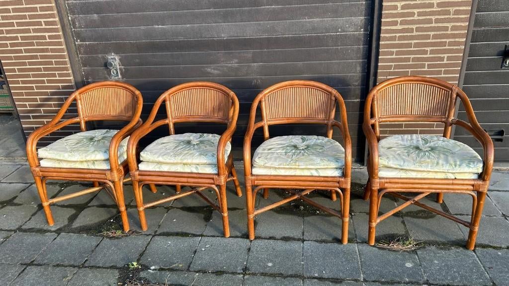 6 rotanstoelen, Ophalen, Gebruikt, Bruin, Vijf, Zes of meer stoelen