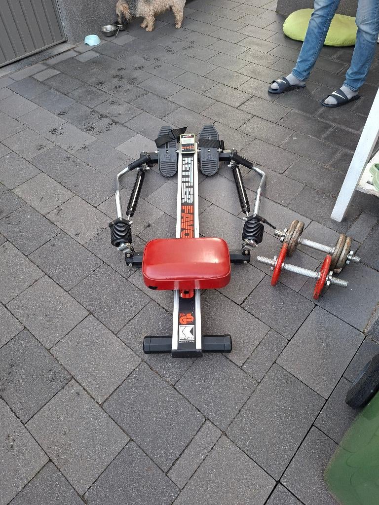 Fitness Roeimachine en gewichten te koop, Sport en Fitness, Fitnessapparatuur, Ophalen, Gebruikt, Roeitrainer
