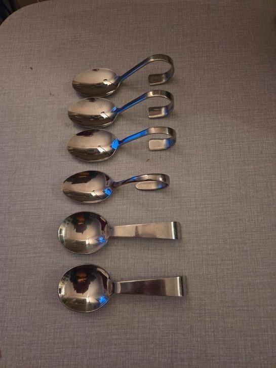 6 amuselepels, Ophalen of Verzenden, Zo goed als nieuw, Los bestek, Inox of Chroom