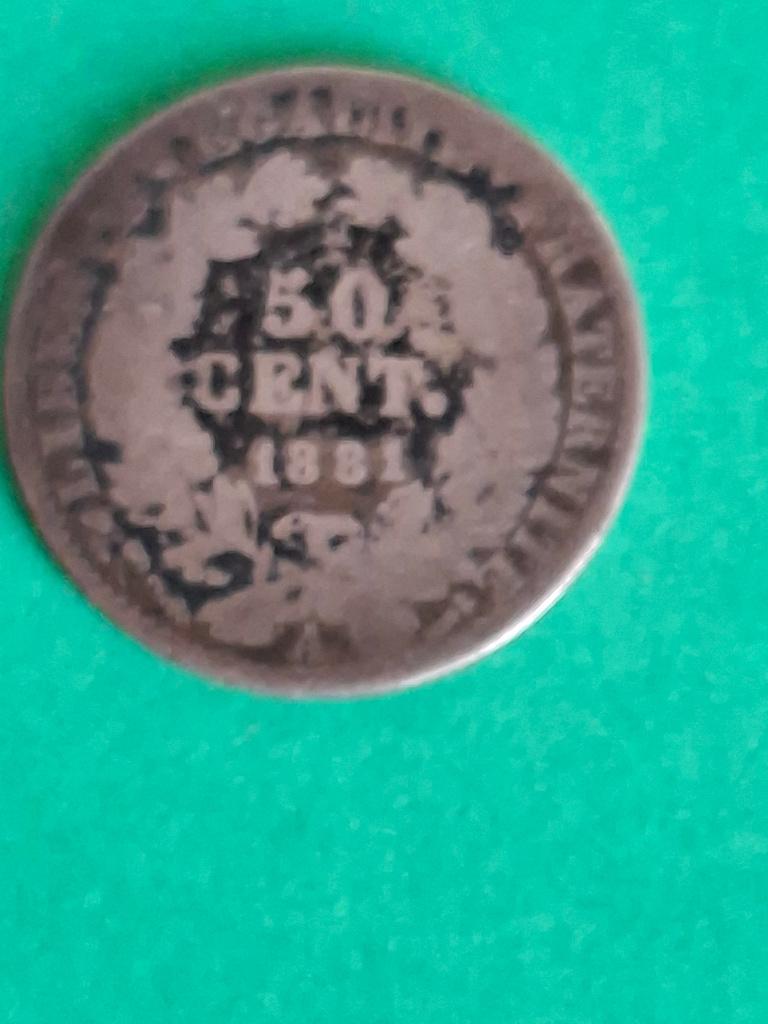1881 A Frankrijk 50 centimes in zilver Ceres Parijs, Verzenden, Frankrijk, Losse munt, Zilver