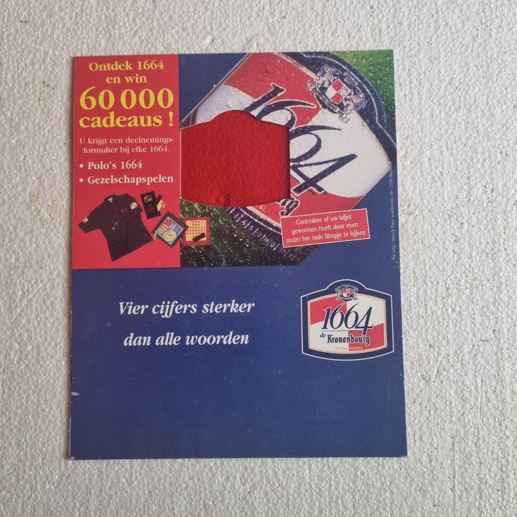 Publicité de table 1664 de Kronenbourg, Enlèvement ou Envoi, Utilisé, Panneau, Plaque ou Plaquette publicitaire, Autres marques