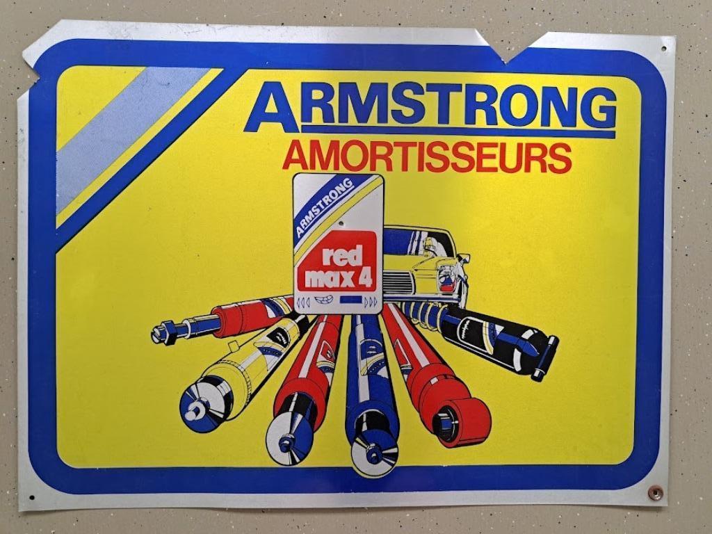 Vintage Metalen plaat - Armstrong Amortisseurs, Ophalen, Gebruikt, Reclamebord