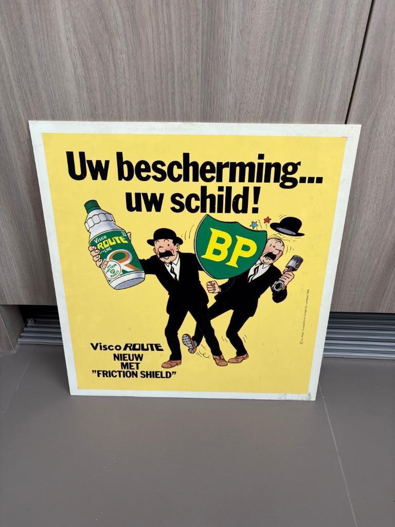 Kuifje Janssens BP reclame bord, Verzamelen, Ophalen of Verzenden, Kuifje, Zo goed als nieuw, Plaatje, Poster of Sticker